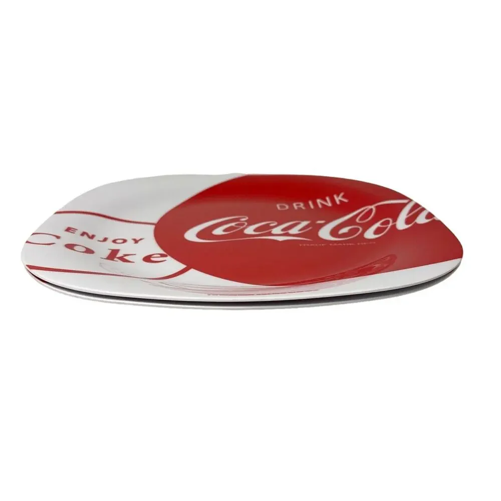Set of 2 Coca Cola Plastic Square Plates Dishes by Gibson Vintage Collectibles